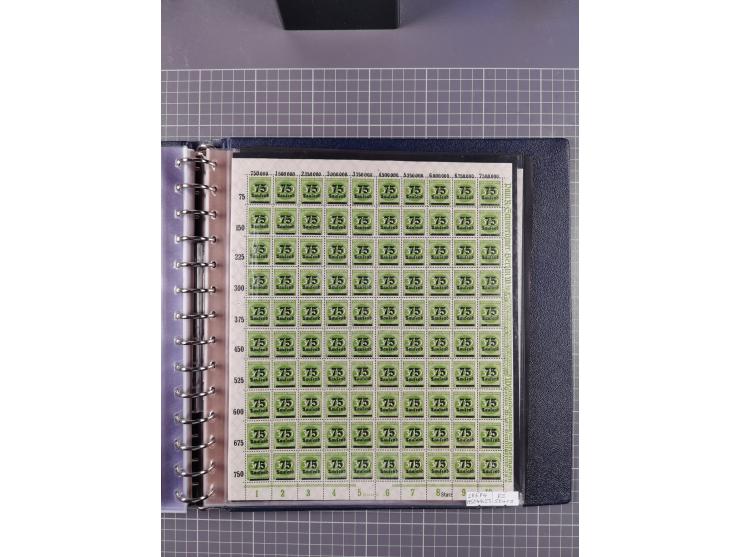 1919/23, meist postfrische Sammlung mit über 200 Bögen, bis auf wenige aufgetrennte Exemplare in kpl. Bogen, dabei auch etwas