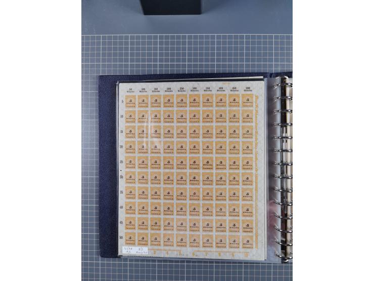 1919/23, meist postfrische Sammlung mit über 200 Bögen, bis auf wenige aufgetrennte Exemplare in kpl. Bogen, dabei auch etwas