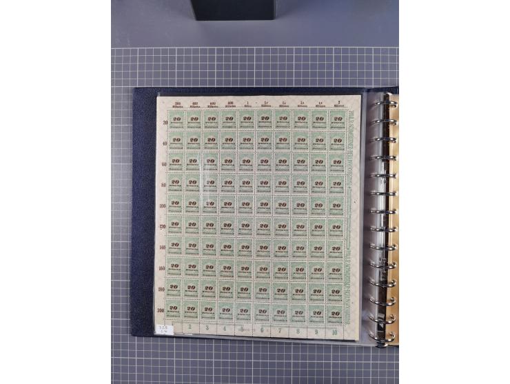1919/23, meist postfrische Sammlung mit über 200 Bögen, bis auf wenige aufgetrennte Exemplare in kpl. Bogen, dabei auch etwas
