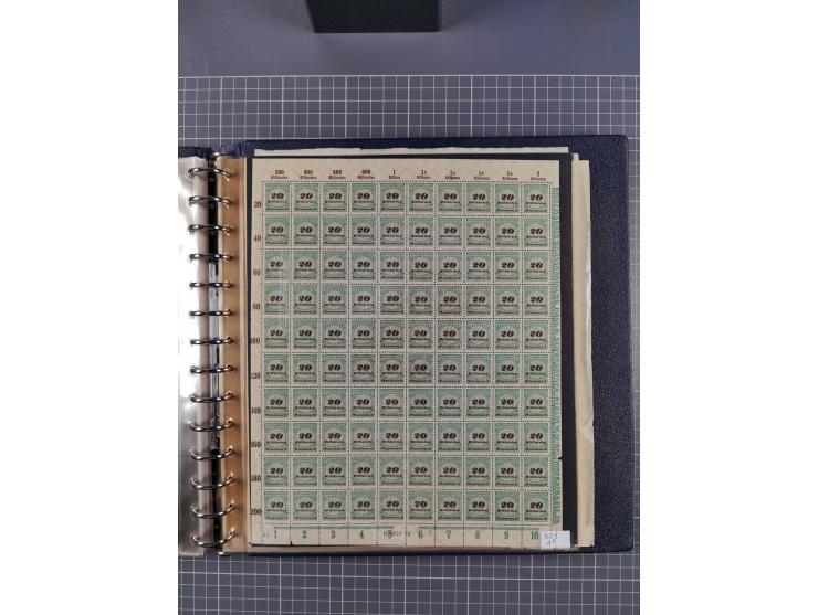 1919/23, meist postfrische Sammlung mit über 200 Bögen, bis auf wenige aufgetrennte Exemplare in kpl. Bogen, dabei auch etwas