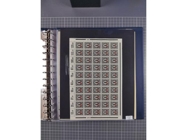 1919/23, meist postfrische Sammlung mit über 200 Bögen, bis auf wenige aufgetrennte Exemplare in kpl. Bogen, dabei auch etwas