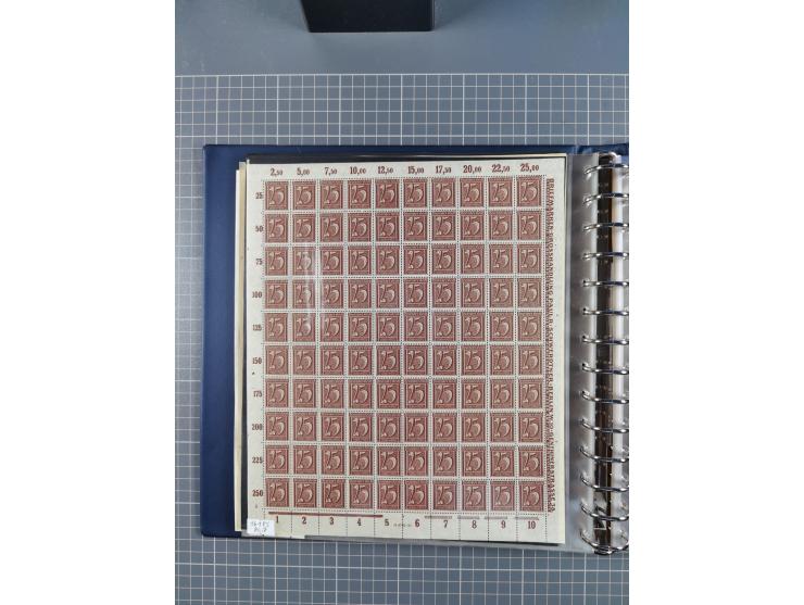 1919/23, meist postfrische Sammlung mit über 200 Bögen, bis auf wenige aufgetrennte Exemplare in kpl. Bogen, dabei auch etwas