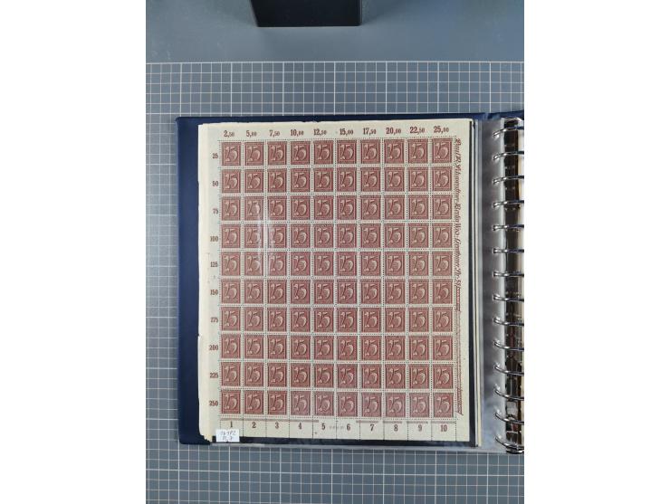 1919/23, meist postfrische Sammlung mit über 200 Bögen, bis auf wenige aufgetrennte Exemplare in kpl. Bogen, dabei auch etwas