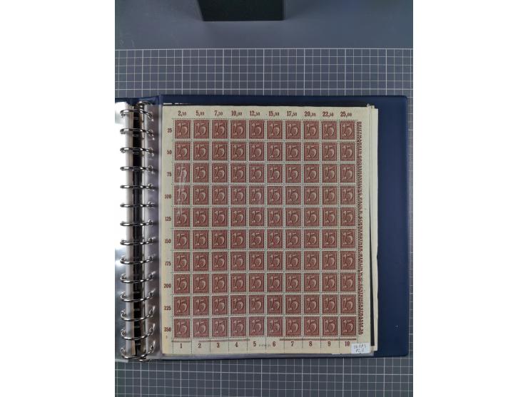 1919/23, meist postfrische Sammlung mit über 200 Bögen, bis auf wenige aufgetrennte Exemplare in kpl. Bogen, dabei auch etwas