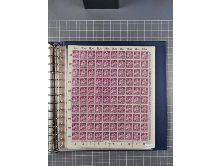 1919/23, meist postfrische Sammlung mit über 200 Bögen, bis auf wenige aufgetrennte Exemplare in kpl. Bogen, dabei auch etwas