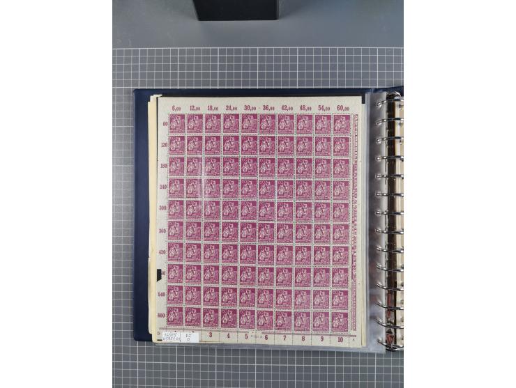 1919/23, meist postfrische Sammlung mit über 200 Bögen, bis auf wenige aufgetrennte Exemplare in kpl. Bogen, dabei auch etwas