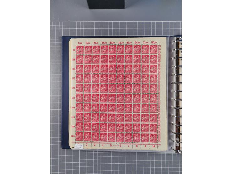 1919/23, meist postfrische Sammlung mit über 200 Bögen, bis auf wenige aufgetrennte Exemplare in kpl. Bogen, dabei auch etwas