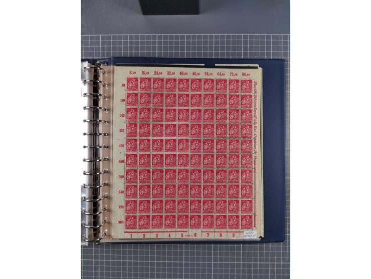 1919/23, meist postfrische Sammlung mit über 200 Bögen, bis auf wenige aufgetrennte Exemplare in kpl. Bogen, dabei auch etwas