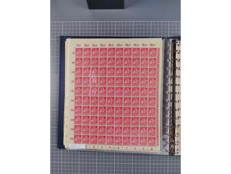 1919/23, meist postfrische Sammlung mit über 200 Bögen, bis auf wenige aufgetrennte Exemplare in kpl. Bogen, dabei auch etwas