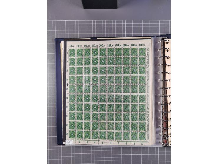 1919/23, meist postfrische Sammlung mit über 200 Bögen, bis auf wenige aufgetrennte Exemplare in kpl. Bogen, dabei auch etwas