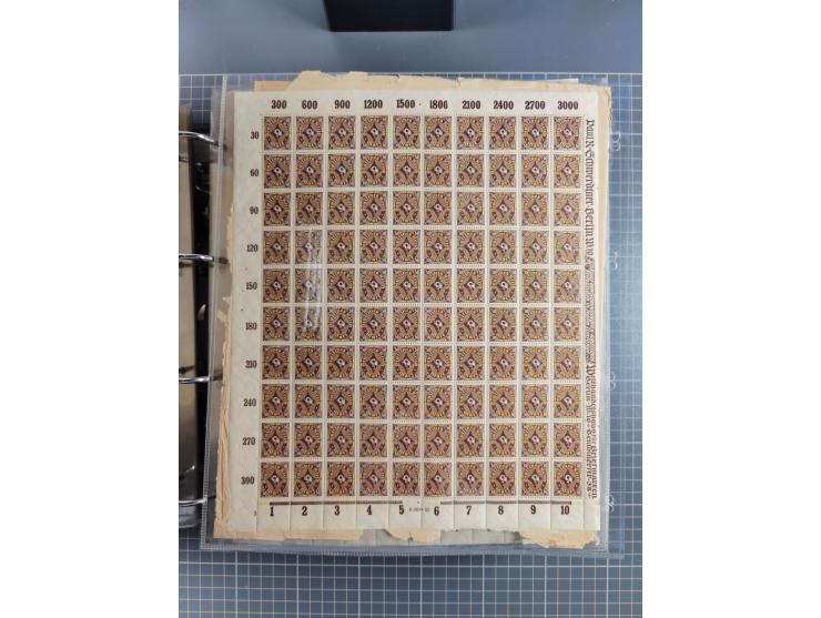 1921/22, postfrischer und ungebrauchter Bestand mit etwas über 200 Bogen und Bogenteilen, dabei Walzen- und Plattenbogen, HAN
