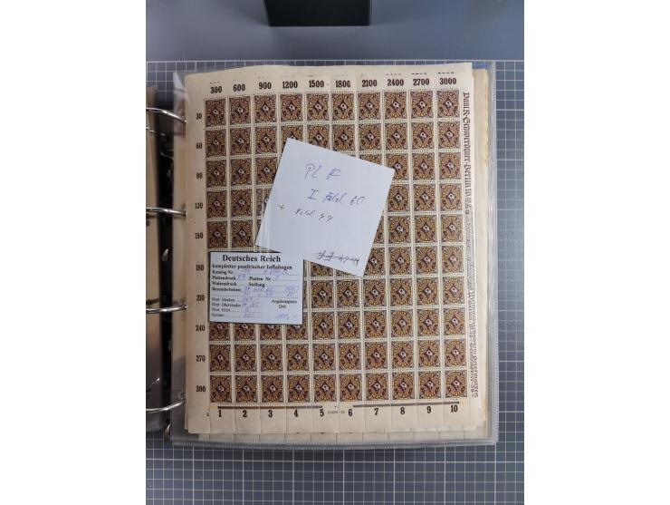 1921/22, postfrischer und ungebrauchter Bestand mit etwas über 200 Bogen und Bogenteilen, dabei Walzen- und Plattenbogen, HAN