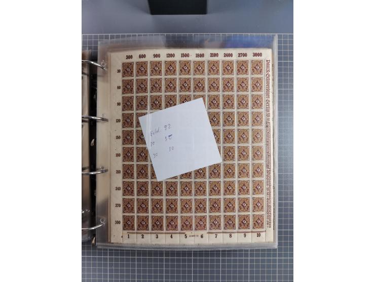 1921/22, postfrischer und ungebrauchter Bestand mit etwas über 200 Bogen und Bogenteilen, dabei Walzen- und Plattenbogen, HAN