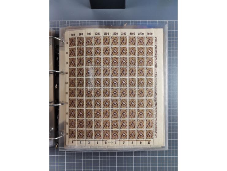 1921/22, postfrischer und ungebrauchter Bestand mit etwas über 200 Bogen und Bogenteilen, dabei Walzen- und Plattenbogen, HAN