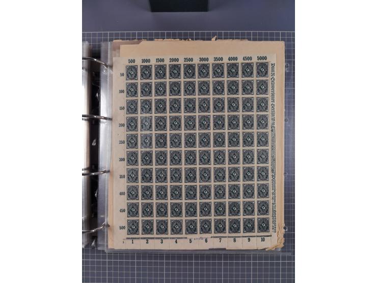 1921/22, postfrischer und ungebrauchter Bestand mit etwas über 200 Bogen und Bogenteilen, dabei Walzen- und Plattenbogen, HAN
