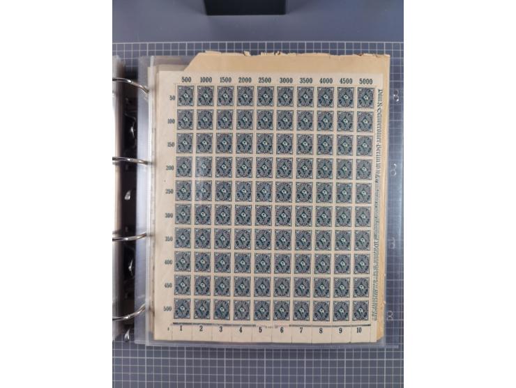 1921/22, postfrischer und ungebrauchter Bestand mit etwas über 200 Bogen und Bogenteilen, dabei Walzen- und Plattenbogen, HAN