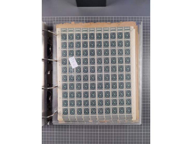 1921/22, postfrischer und ungebrauchter Bestand mit etwas über 200 Bogen und Bogenteilen, dabei Walzen- und Plattenbogen, HAN