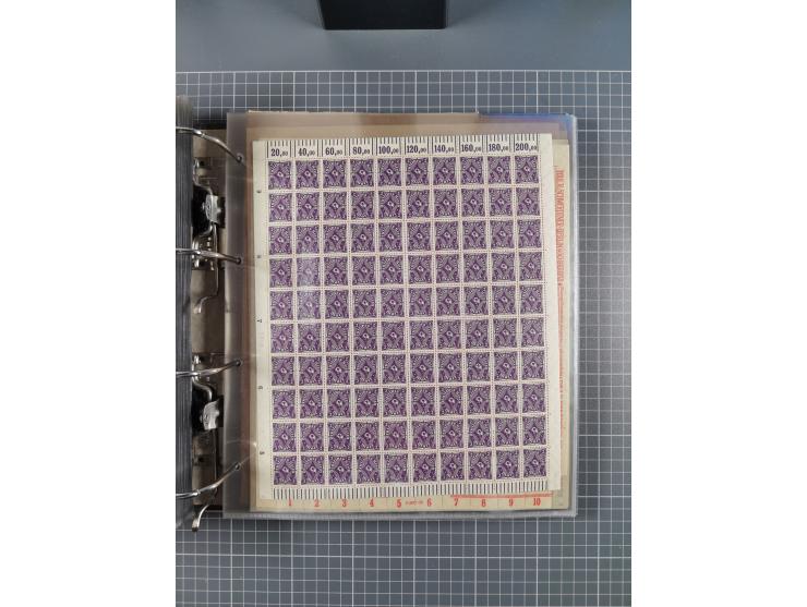 1921/22, postfrischer und ungebrauchter Bestand mit etwas über 200 Bogen und Bogenteilen, dabei Walzen- und Plattenbogen, HAN