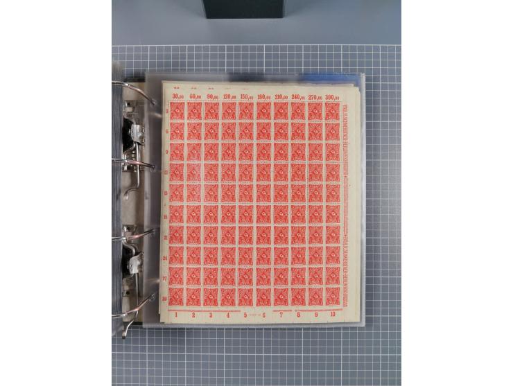 1921/22, postfrischer und ungebrauchter Bestand mit etwas über 200 Bogen und Bogenteilen, dabei Walzen- und Plattenbogen, HAN