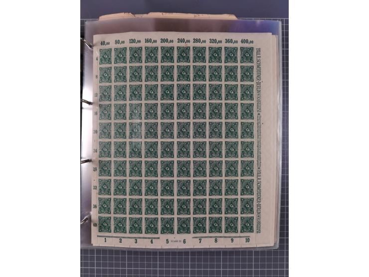 1921/22, postfrischer und ungebrauchter Bestand mit etwas über 200 Bogen und Bogenteilen, dabei Walzen- und Plattenbogen, HAN