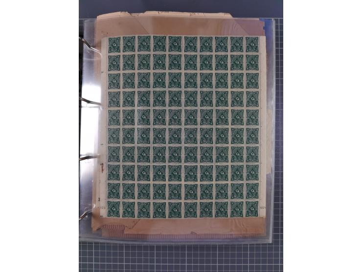 1921/22, postfrischer und ungebrauchter Bestand mit etwas über 200 Bogen und Bogenteilen, dabei Walzen- und Plattenbogen, HAN