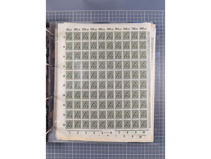 1921/22, postfrischer und ungebrauchter Bestand mit etwas über 200 Bogen und Bogenteilen, dabei Walzen- und Plattenbogen, HAN