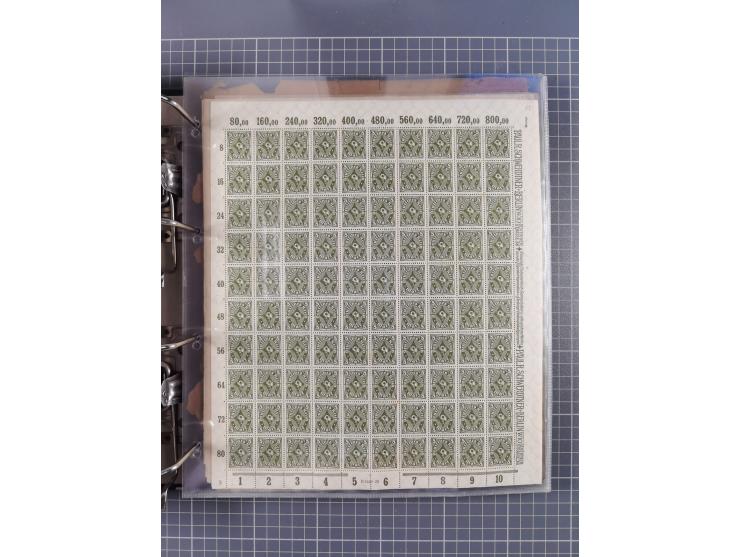 1921/22, postfrischer und ungebrauchter Bestand mit etwas über 200 Bogen und Bogenteilen, dabei Walzen- und Plattenbogen, HAN