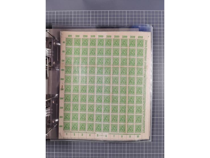 1921/22, postfrischer und ungebrauchter Bestand mit etwas über 200 Bogen und Bogenteilen, dabei Walzen- und Plattenbogen, HAN