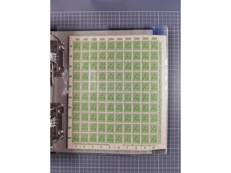 1921/22, postfrischer und ungebrauchter Bestand mit etwas über 200 Bogen und Bogenteilen, dabei Walzen- und Plattenbogen, HAN