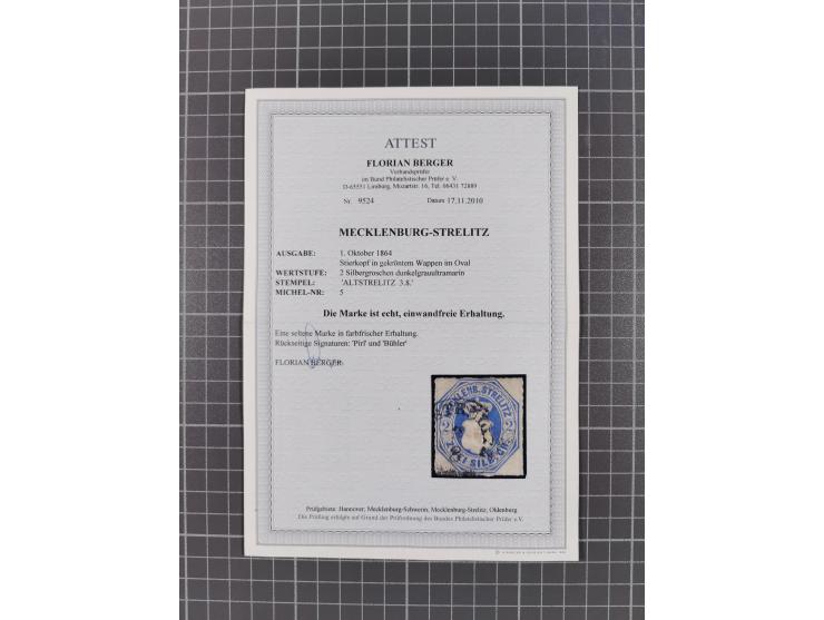 1864, ungebrauchte und gestempelte Sammlung mit u.a. Mi.-Nr. 1a gestempelt (signiert Grobe und Brettl und FA Richter) und Mi.