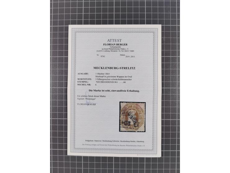 1864, ungebrauchte und gestempelte Sammlung mit u.a. Mi.-Nr. 1a gestempelt (signiert Grobe und Brettl und FA Richter) und Mi.