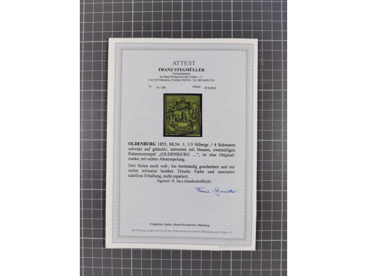 1852/62, meist ungebrauchte und gestempelte Sammlung mit vielen besseren Marken und Farben. Dabei u.a. Mi.-Nr. 1 gestempelt (