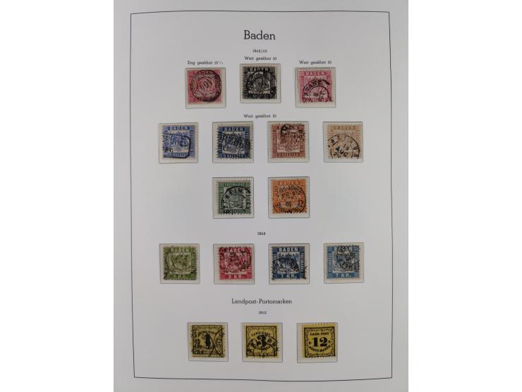 Baden bis Württemberg, ungebrauchte und gestempelte alte Sammlung, dabei u.a. Bayern Mi.-Nr. 1 vollrandig ungebraucht, sowie 