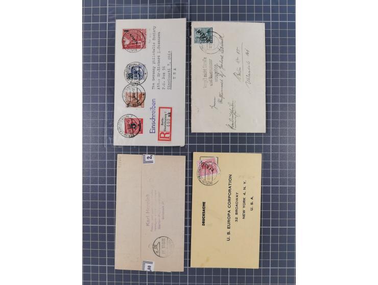 1948/49, ca. 70 Briefe und Karten mit Schwarz-, Rot- und Grünaufdruck-Marken mit vielen besseren Verwendungen. Dabei u.a. Mi.
