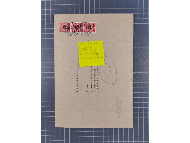 1948/49, ca. 70 Briefe und Karten mit Schwarz-, Rot- und Grünaufdruck-Marken mit vielen besseren Verwendungen. Dabei u.a. Mi.