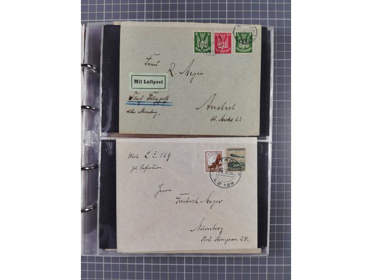 1928/48, über 40 Briefe, dabei u.a. Zeppelinpost mit Islandfahrt, Polarpost 1 M., Holztaube, Liechtenstein, etc., ferner Noth