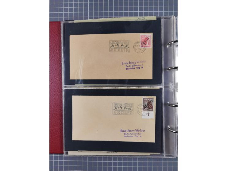 1928/48, über 40 Briefe, dabei u.a. Zeppelinpost mit Islandfahrt, Polarpost 1 M., Holztaube, Liechtenstein, etc., ferner Noth