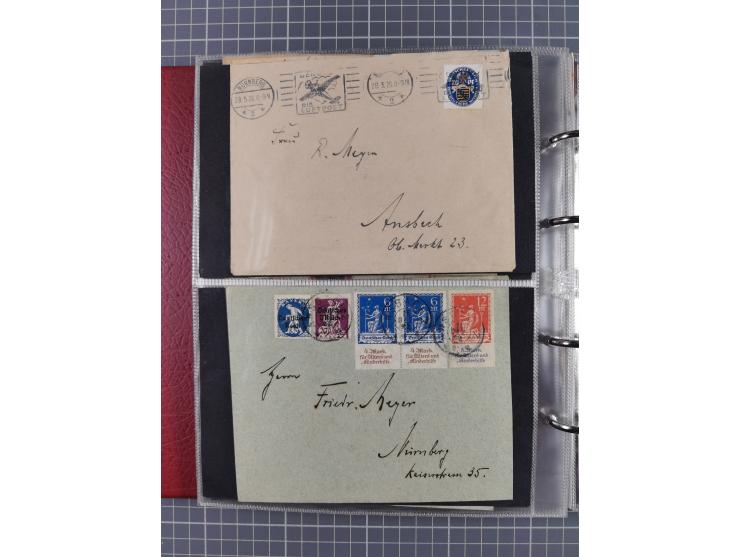 1928/48, über 40 Briefe, dabei u.a. Zeppelinpost mit Islandfahrt, Polarpost 1 M., Holztaube, Liechtenstein, etc., ferner Noth