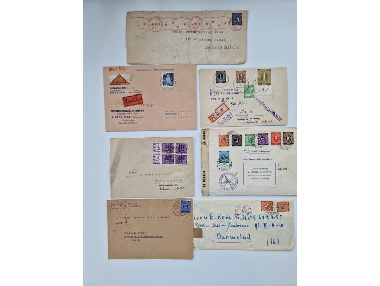 1945/54 (ca.), umfangreicher Sammlungsbestand “Zensurpost” mit geschätzt 400 Briefen, Karten und Ganzsachen mit viel Auslands