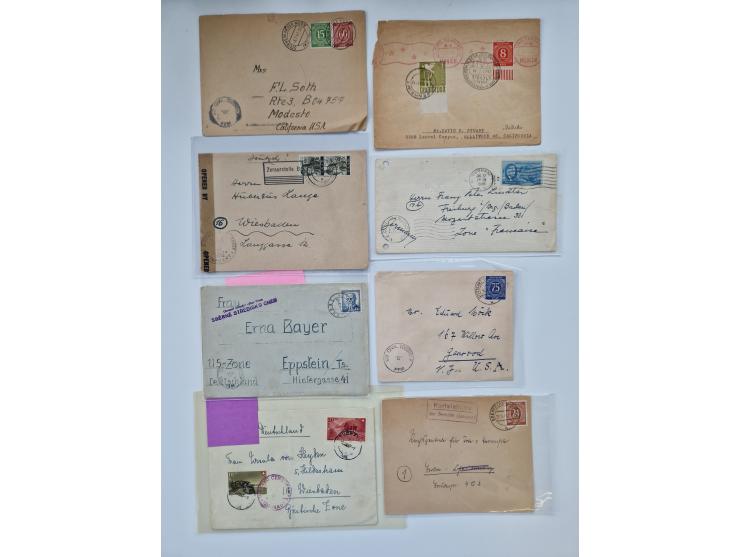 1945/54 (ca.), umfangreicher Sammlungsbestand “Zensurpost” mit geschätzt 400 Briefen, Karten und Ganzsachen mit viel Auslands