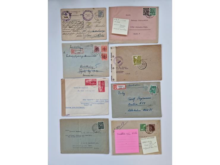 1945/54 (ca.), umfangreicher Sammlungsbestand “Zensurpost” mit geschätzt 400 Briefen, Karten und Ganzsachen mit viel Auslands