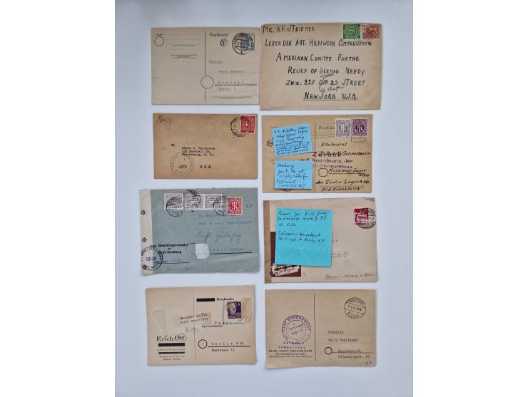 1945/54 (ca.), umfangreicher Sammlungsbestand “Zensurpost” mit geschätzt 400 Briefen, Karten und Ganzsachen mit viel Auslands
