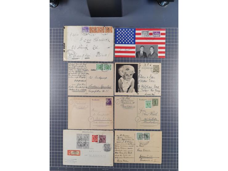 1945/48, über 200 Briefe, Karten und Ganzsachen mit frühe Post von und nach Berlin, R-Briefe, interessante Mischfrankaturen, 