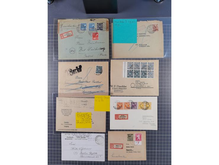 1945/48, über 200 Briefe, Karten und Ganzsachen mit frühe Post von und nach Berlin, R-Briefe, interessante Mischfrankaturen, 
