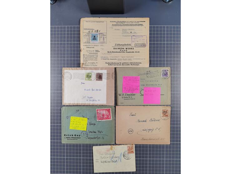 1945/48, über 200 Briefe, Karten und Ganzsachen mit frühe Post von und nach Berlin, R-Briefe, interessante Mischfrankaturen, 