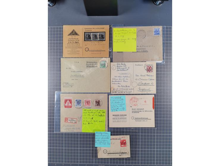 1945/48, über 200 Briefe, Karten und Ganzsachen mit frühe Post von und nach Berlin, R-Briefe, interessante Mischfrankaturen, 