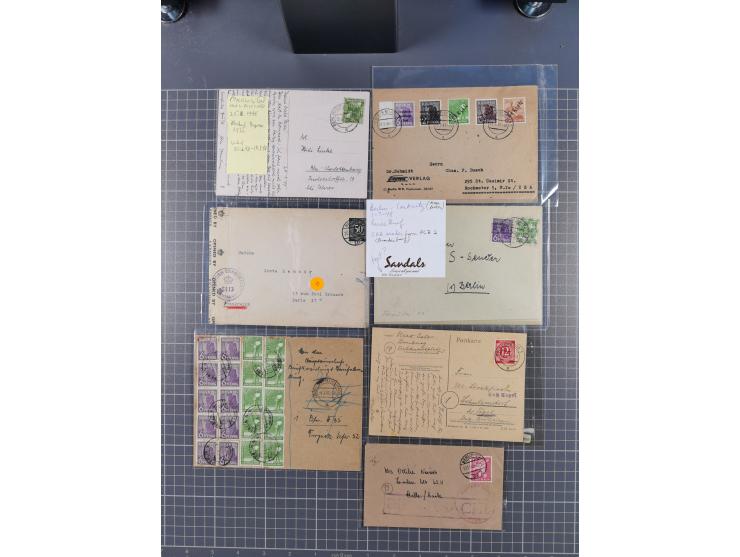 1945/48, über 200 Briefe, Karten und Ganzsachen mit frühe Post von und nach Berlin, R-Briefe, interessante Mischfrankaturen, 