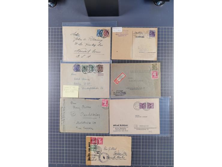 1945/48, über 200 Briefe, Karten und Ganzsachen mit frühe Post von und nach Berlin, R-Briefe, interessante Mischfrankaturen, 