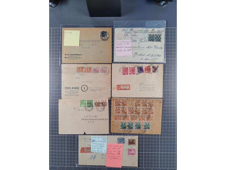 1945/48, über 200 Briefe, Karten und Ganzsachen mit frühe Post von und nach Berlin, R-Briefe, interessante Mischfrankaturen, 