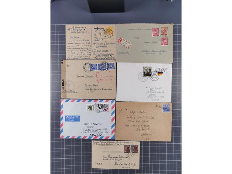 1945/48, umfangreicher Sammlungsbestand mit geschätzt fast 400 Briefen, Karten und Ganzsachen. Dabei sehr viel Auslandspost m